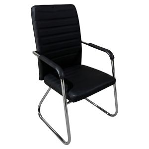 Καρέκλα Επισκέπτη ArteLibre AERIX Μαύρο/Ασημί PU/Μέταλλο 54x60x96cm