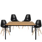 Σετ Τραπεζαρίας (4+1) ArteLibre KENYCOLT Φυσικό/Μαύρο Ξύλο/PP 120x70x75cm