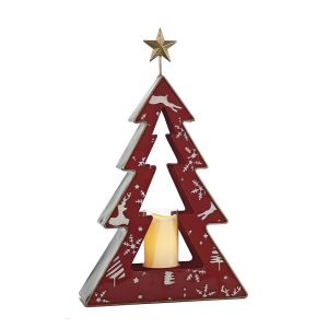 Χριστουγεννιάτικο Δέντρο Κηροπήγιο Με Φως Κόκκινο 35x11.5x47.5cm