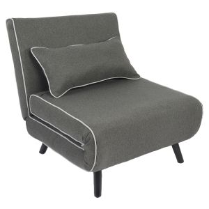 Κρεβάτι Ράντζο ArteLibre CALISTA Γκρι/Γκρι Ανοιχτό Ύφασμα/Ξύλο/Μέταλλο 78x200x28cm