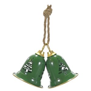 Χριστουγεννιάτικο Κρεμαστό Διακοσμητικό 2 Καμπάνες Πράσινο 19cm