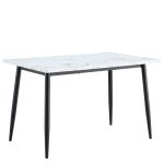 Τραπέζι Τραπεζαρίας ArteLibre IRWELL Λευκό Μάρμαρο/Μαύρο Μέταλλο/Μοριοσανίδα 120x80x75cm