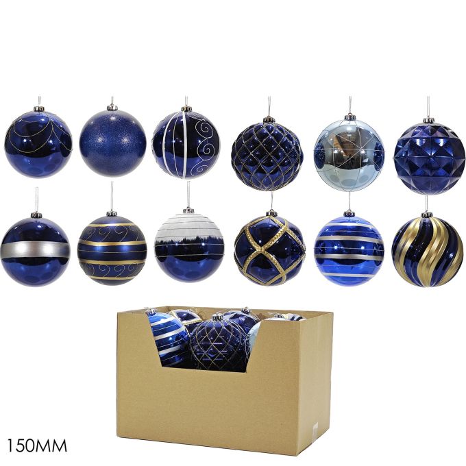 Χριστουγεννιάτικη Μπάλα Μπλε 150mm Σε 12 Σχέδια