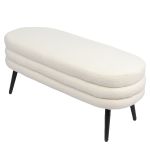 Παγκάκι Ottoman ArteLibre TONDO Λευκό Ύφασμα Teddy/Μέταλλο 42x112x44cm