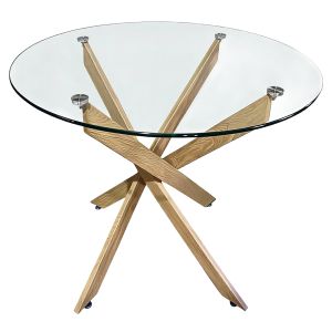 Τραπέζι Τραπεζαρίας ArteLibre GLAZERA Φυσικό/Διάφανο Γυαλί/Μέταλλο Φ90x75cm