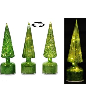 Χριστουγεννιάτικο Δέντρο Με Φως Και Κίνηση Πράσινο 31cm Σε 3 Σχέδια