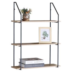 Ραφιέρα Τοίχου ArteLibre OLVAN Δρυς/Μαύρο MDF/Μέταλλο 65x20x80cm