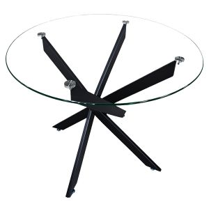 Τραπέζι Τραπεζαρίας ArteLibre GLAZERA Μαύρο/Διάφανο Γυαλί/Μέταλλο Φ90x75cm