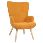 Πολυθρόνα ArteLibre LIRA Μουσταρδί Ύφασμα Κοτλέ/Ξύλο 94.5x64x70.5cm