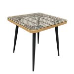 Τραπέζι Κήπου ArteLibre CALI Φυσικό/Μαύρο Μέταλλο/Rattan/Γυαλί 80x80x78cm