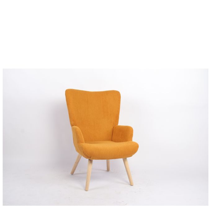 Πολυθρόνα ArteLibre LIRA Μουσταρδί Ύφασμα Κοτλέ/Ξύλο 94.5x64x70.5cm