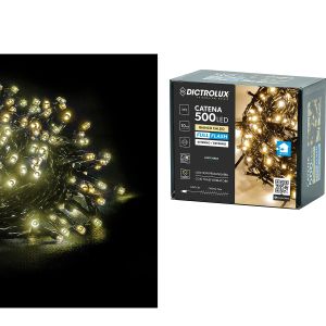 500 LED Εσωτ. & Εξωτ. Χώρου Με Μετασχηματιστή Θερμό Λευκό Φως Πράσινο Καλώδιο Μη Επεκτεινόμενο IP44 31V 10+3m