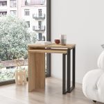 Βοηθητικό Τραπεζάκι ArteLibre PERCIVAL Φυσικό/Μαύρο Μοριοσανίδα/Μέταλλο 51x29.5x52.8cm/44.5x24.5x47.8cm Σετ 2Τμχ