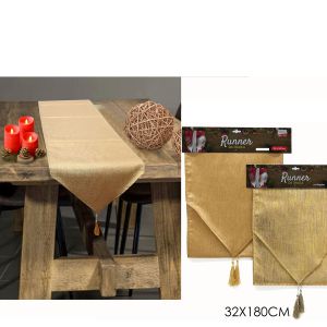 Χριστουγεννιάτικος Runner Τραπεζιού Χρυσό 32x180cm Σε 2 Σχέδια