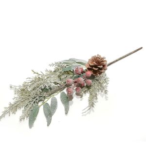 Χριστουγεννιάτικο Κλαδί Με Berries Και Κουκουνάρια Frost 46cm