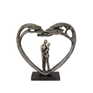 Γλυπτό Καρδιά 'Love Tree' Ζευγάρι Μοτίβο Πολυρεζίνη Μπρονζέ 8x32x31.5cm
