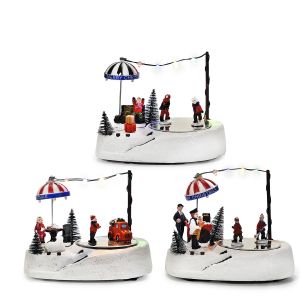 Χριστουγεννιάτικο Σκηνικό Με Φως, Μουσική Και Κίνηση 14cm Σε 3 Σχέδια