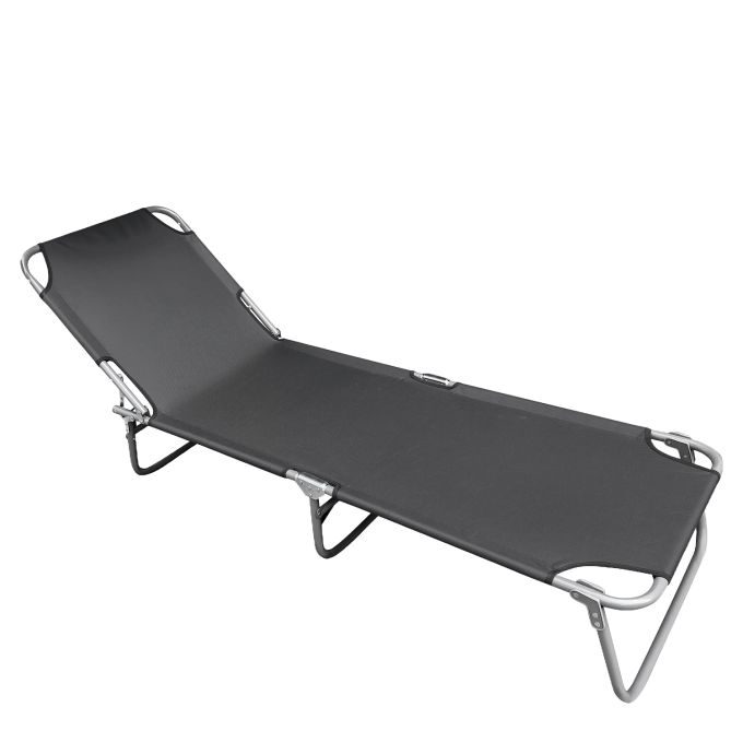 Ξαπλώστρα Παραλίας ArteLibre BRINA Γκρι/Ασημί Αλουμίνιο/Textilene 190x59x26cm