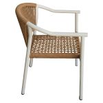 Πολυθρόνα Κήπου ArteLibre KINOSSA Λευκό/Φυσικό RATTAN Αλουμίνιο/Rattan 54x59x76cm