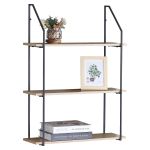 Ραφιέρα Τοίχου ArteLibre OLVAN Δρυς/Μαύρο MDF/Μέταλλο 65x20x80cm