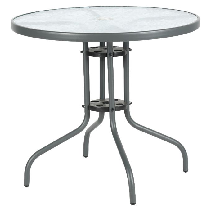 Τραπέζι Κήπου ArteLibre EARTH Γκρι Μέταλλο/Γυαλί Φ80x70cm