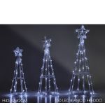 Χριστουγεννιάτικο Σετ Φωτιζόμενα Δέντρα Με 150 LED Λευκό Ψυχρό Σετ 3Τμχ