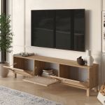 Έπιπλο Τηλεόρασης ArteLibre ALFHEIM Φυσικό Μοριοσανίδα/Rattan 180x32x45.6cm