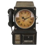 Κλειδοθήκη Τηλέφωνο 6 Θέσεων Με Ρολόι Μπρονζέ/Μαύρο Μέταλλο 26x35.5cm