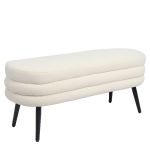 Παγκάκι Ottoman ArteLibre TONDO Λευκό Ύφασμα Teddy/Μέταλλο 42x112x44cm