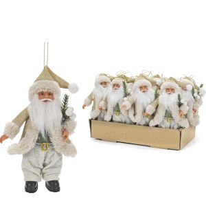 Χριστουγεννιάτικο Κρεμαστό Διακοσμητικό Άγιος Βασίλης Λευκό/Χρυσό 18cm Σε 2 Σχέδια