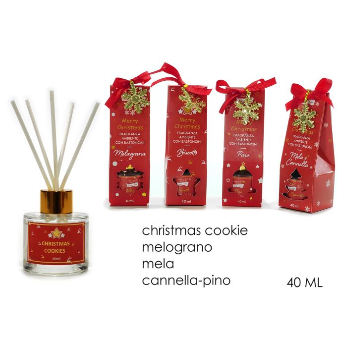 Αρωματικό Χώρου Με 5 Sticks Σε Γυάλινο Δοχείο 40ml Σε 4 Εορταστικά Αρώματα