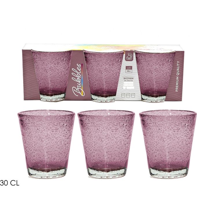 Σετ Ποτήρια Ροζ/Γυαλί 30cl 3Τμχ