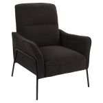 Πολυθρόνα ArteLibre ELAN Μαύρο Ύφασμα Κοτλέ/Μέταλλο 94x77x82cm