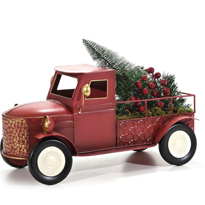 Χριστουγεννιάτικο Φορτηγάκι Κόκκινο Με Λουλούδια