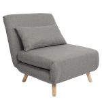 Πολυθρόνα Κρεβάτι ArteLibre VERA Γκρι Ανοιχτό Ύφασμα/Ξύλο 79x80x89cm