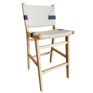 Καρέκλα Bar Επαγγελματική ArteLibre FAVILLA Φυσικό/Μαύρο Ξύλο/Σχοινί 49x59x97cm