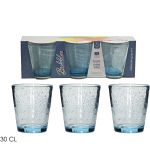Ποτήρια Γαλάζιο/Γυαλί 30cl 3Τμχ