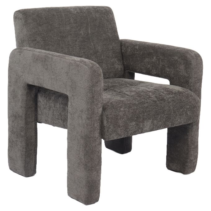 Πολυθρόνα ArteLibre VELORA Γκρι Ανοιχτό Ύφασμα/Ξύλο 75x68x69cm