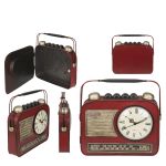 Κλειδοθήκη Ραδιόφωνο 6 Θέσεων Με Ρολόι Κόκκινο/Μαύρο Μέταλλο 29x7x28.5cm
