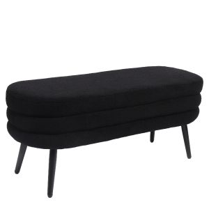 Παγκάκι Ottoman ArteLibre TONDO Μαύρο Ύφασμα Teddy/Μέταλλο 42x112x44cm