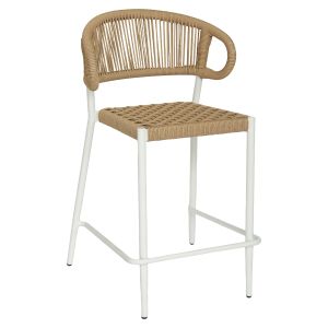 Σκαμπό Bar ArteLibre CEBU Λευκό/Φυσικό Αλουμίνιο/Rattan 60x60x99cm