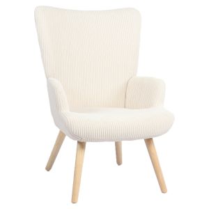 Πολυθρόνα ArteLibre LIRA Κρεμ Ύφασμα Κοτλέ/Ξύλο 94.5x64x70.5cm
