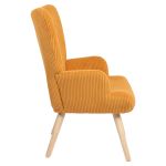 Πολυθρόνα ArteLibre LIRA Μουσταρδί Ύφασμα Κοτλέ/Ξύλο 94.5x64x70.5cm