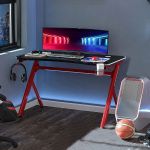 Γραφείο Gaming ArteLibre KENOBI RGB Μαύρο/Κόκκινο Ξύλο/Μέταλλο 120x65x75cm
