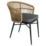 Πολυθρόνα Κήπου ArteLibre ARUBA Μαύρο/Φυσικό Αλουμίνιο/Rattan 58x61x75cm