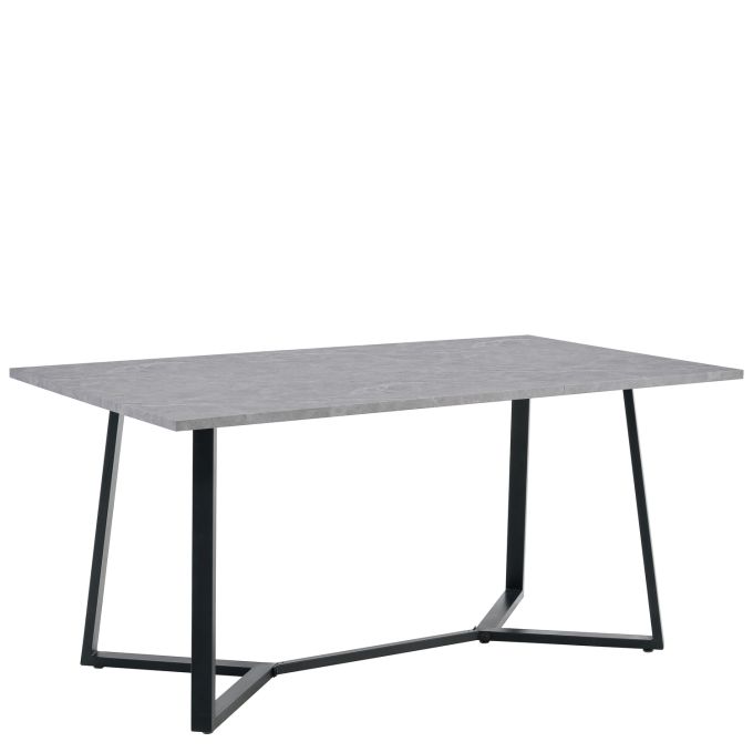 Τραπέζι Τραπεζαρίας ArteLibre DUNSMERE Γκρι Μάρμαρο/Μαύρο Μέταλλο/Μοριοσανίδα 160x90x75cm