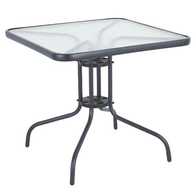 Τραπέζι Κήπου ArteLibre MARS Γκρι Μέταλλο/Γυαλί 80x80x70cm