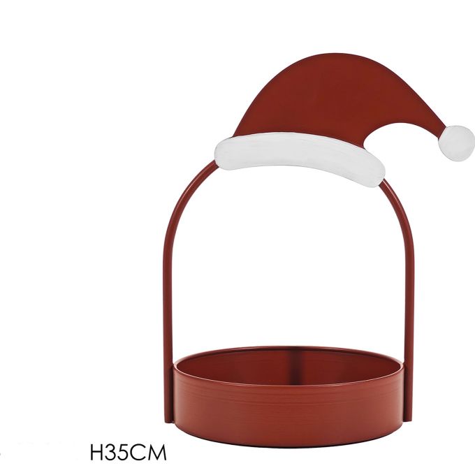 Χριστουγεννιάτικος Δίσκος Με Καπέλο Κόκκινο 35cm