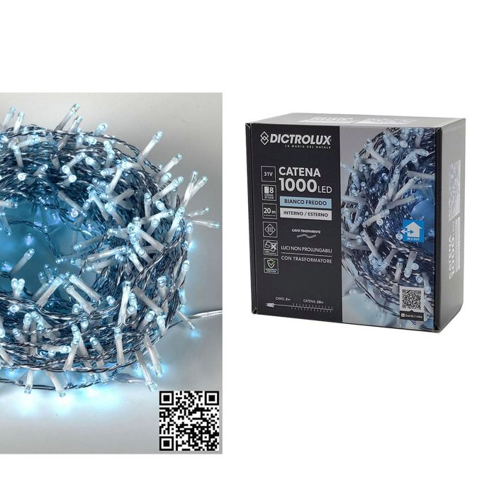 1000 LED Εσωτ. & Εξωτ. Χώρου Με 8 Προγράμματα Ψυχρό Λευκό Φως Διάφανο Καλώδιο Μη Επεκτεινόμενο 31V 22m