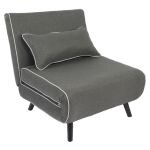 Κρεβάτι Ράντζο ArteLibre CALISTA Γκρι/Γκρι Ανοιχτό Ύφασμα/Ξύλο/Μέταλλο 78x200x28cm